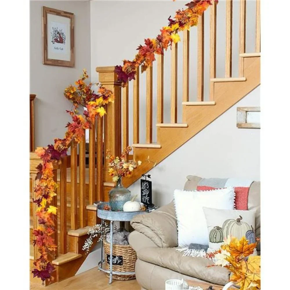 4 Pcs Fall Garland Maple Leaf, 5.9Ft/Piece Hanging Vine Garland Artificial